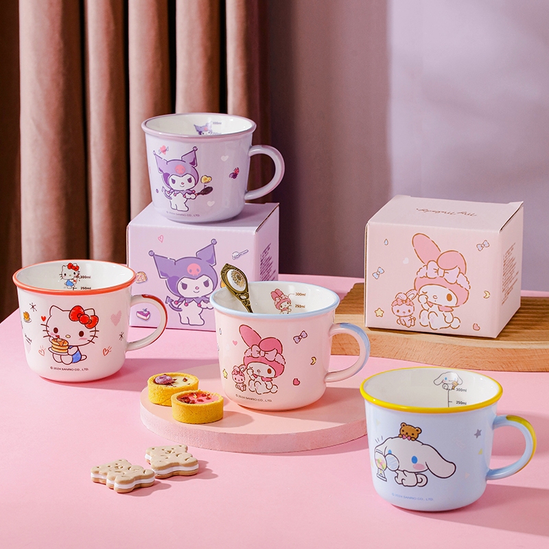 【ของแท้พร้อมส่ง】Sanrio แก้วนม แก้วกาแฟ 340ml ลายน่ารัก สีสดใส มีขีดวัด เหมาะเป็นของขวัญ - รูปที่ 2