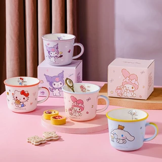 【ของแท้】Sanrio แก้วเซรามิก 340ml แก้วกาแฟลายการ์ตูน ลายน่ารัก กล่องสวย ของขวัญวันเกิด ถ้วยมีหู