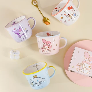 【ของแท้】Sanrio แก้วเซรามิก 340ml แก้วกาแฟลายการ์ตูน ลายน่ารัก กล่องสวย ของขวัญวันเกิด ถ้วยมีหู
