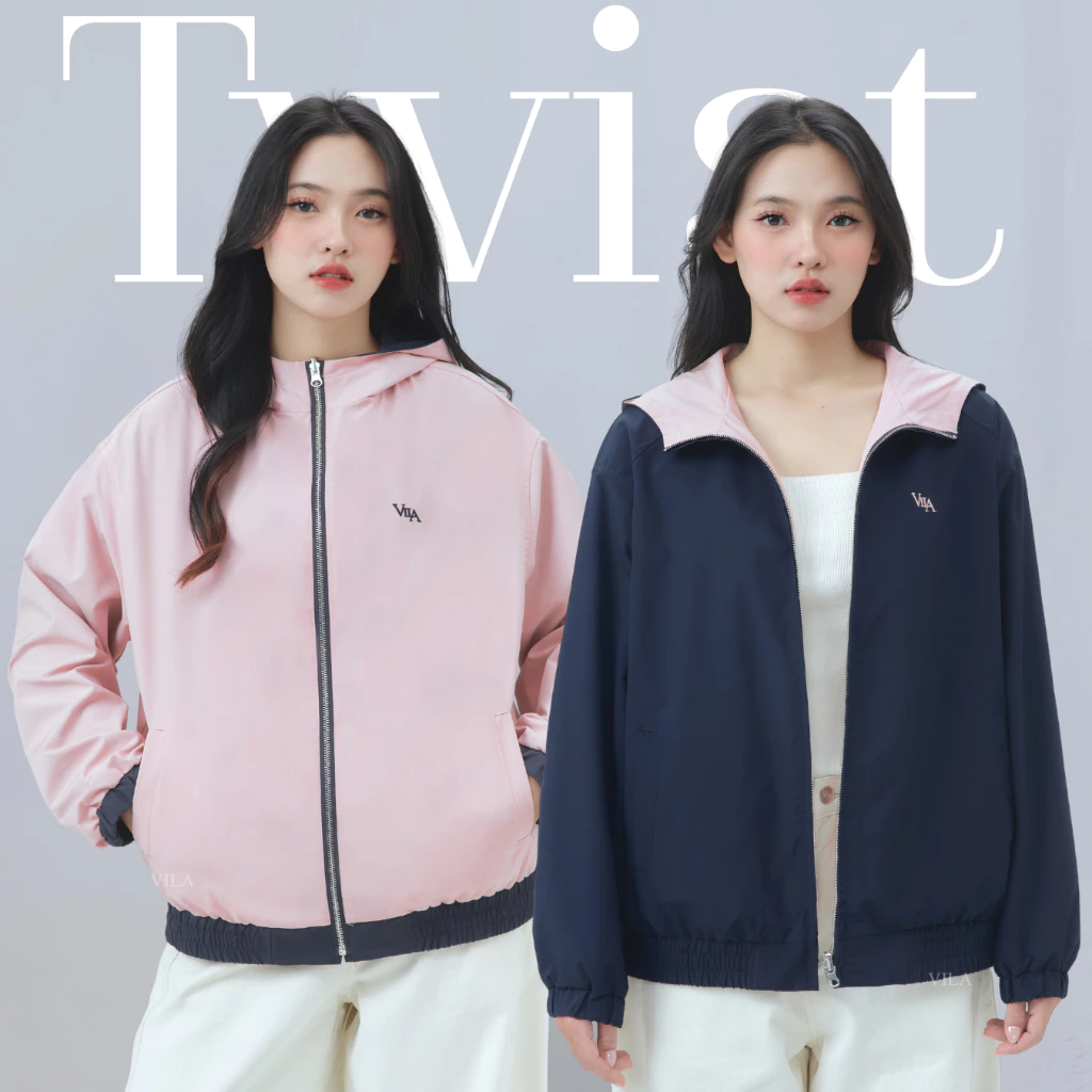 VILA | Twist Hoodie VL122 เสื้อแจ็คเก็ต ฮู้ด ใส่ได้ทั้ง 2 ด้าน