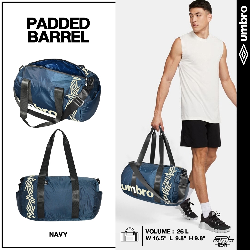 Umbro อัมโบร กระเป๋า กระเป๋าแฟชั่น กระเป๋าเทรนนิ่ง สำหรับผู้ชาย TR Bag Padded Barrel 30788U-075 NV (