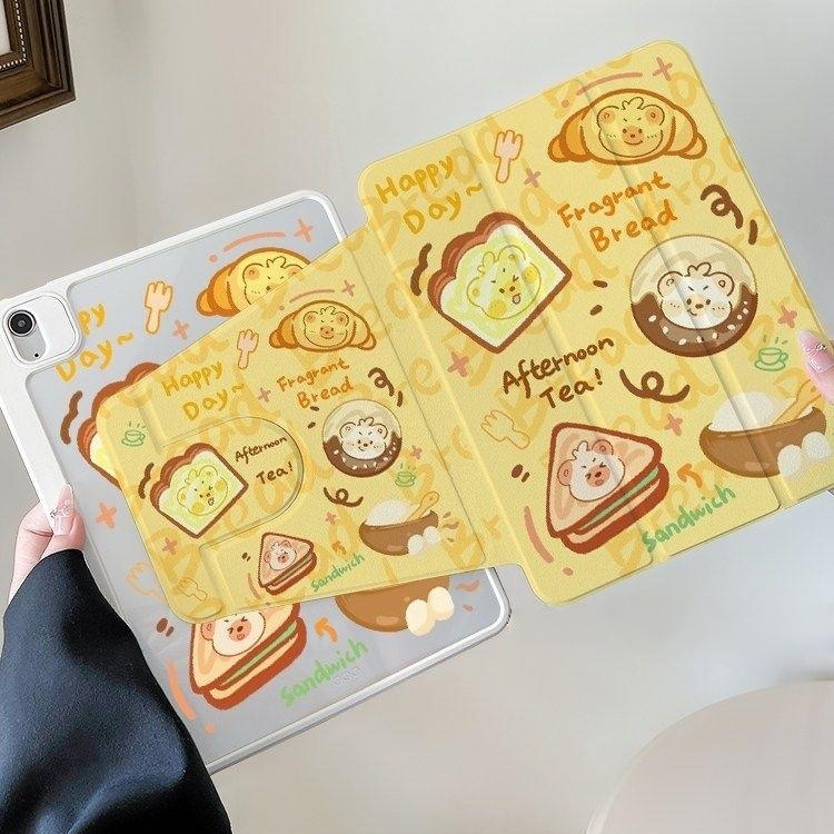 🚚พร้อมส่ง🚚case Samsung Tab A11 A9 S8 S10+ ขนมปัง หมี S10 FE S9+ S7 มีที่ใส่ปากกา S6 Lite S9 FE A7L