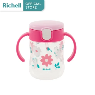 Richell(ริเชลล์) MUGOOD! strawcup ลายใหม่ แก้วหัดดื่มกันสำลัก คว่ำไม่หก ตกไม่แตก ขนาด 200ml