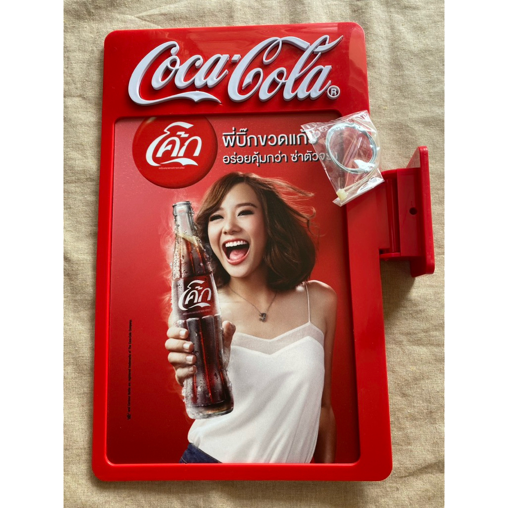 ป้าย coca-cola coke       กรอบพลาสติกตัวหนังสือนูน            หายาก