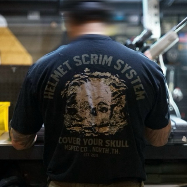 💥ลายใหม่มาแรง💥‼️ฟรีสติกเกอร์‼️🏴‍☠️MSPEC  T-Shirt ลายHelmet Scrim System 🧨🏴‍☠️เสื้อยืดพิมพ์ระบบDTG ทันสมัยไม่ร้อนไม่หนา