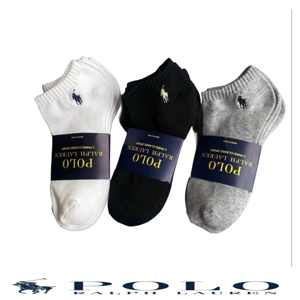 🎠พร้อมส่ง🎠มีส่งด่วน💨ถุงเท้า POLO ข้อสั้น 1เซ็ท มี6คู่ ใส่ได้ตั้งแต่ไซส์ 38-45เนื้อผ้านุ่มมากก