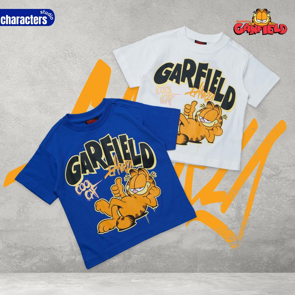 [NEW] Garfield เสื้อยืดเด็กโอเวอร์ไซส์ ลาย แมวอ้วนจอมกวน ผ้าCotton 100% สินค้าลิขสิทธิ์แท้ Characters Studio