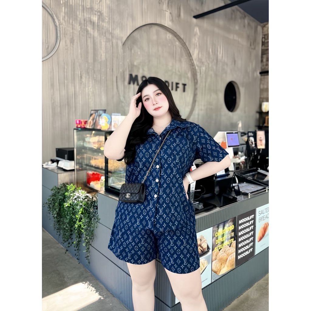 ชุดเซ็ตยีนส์คอปก ขาสั้น สาวอวบอ้วน อก 44-50 นิ้ว - รูปที่ 2