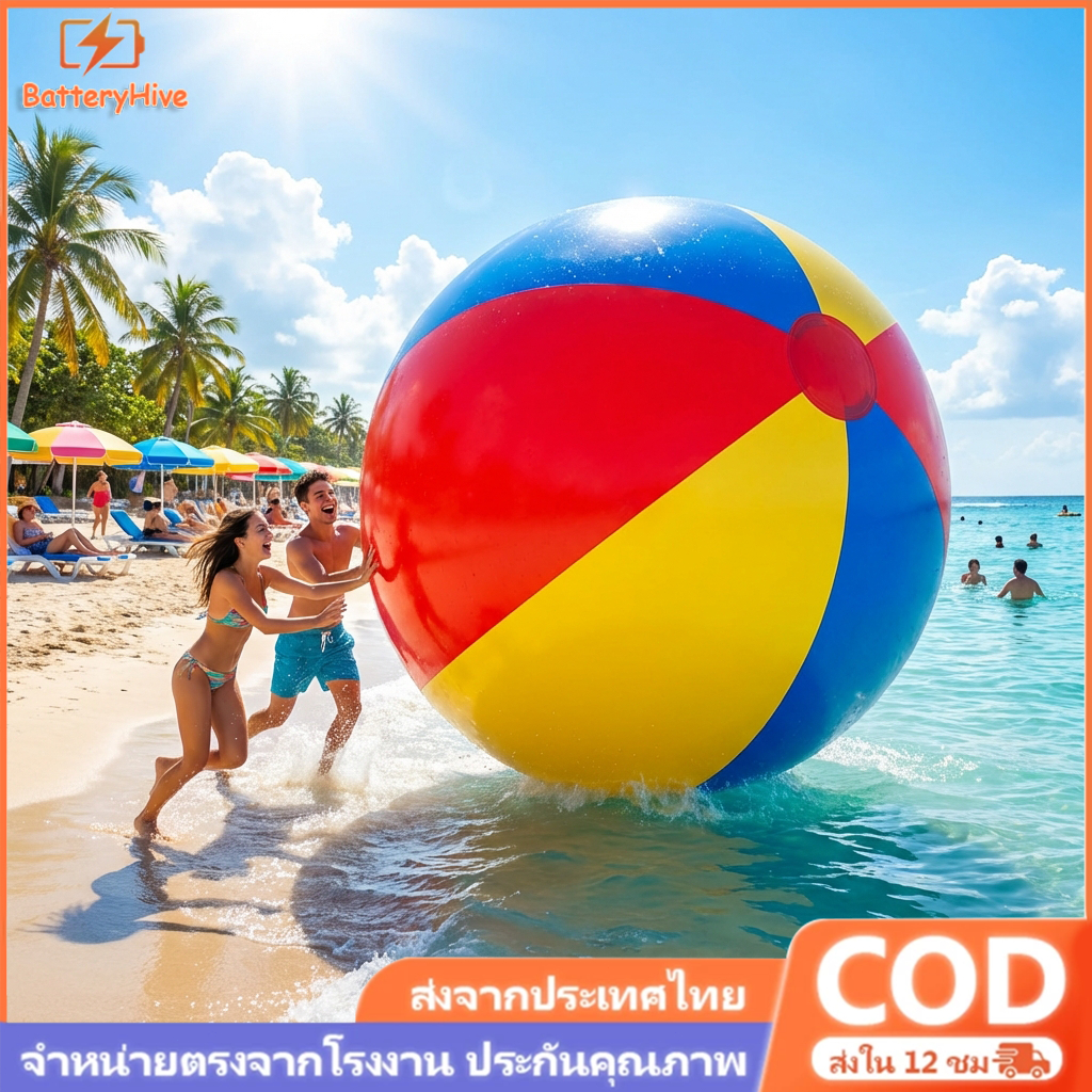 【COD】150cm ยักษ์พองบอลชายหาดขนาดใหญ่สามสีหนา Pvc วอลเลย์บอลน้ำกิจกรรมของ ของเล่นกลางแจ้ง