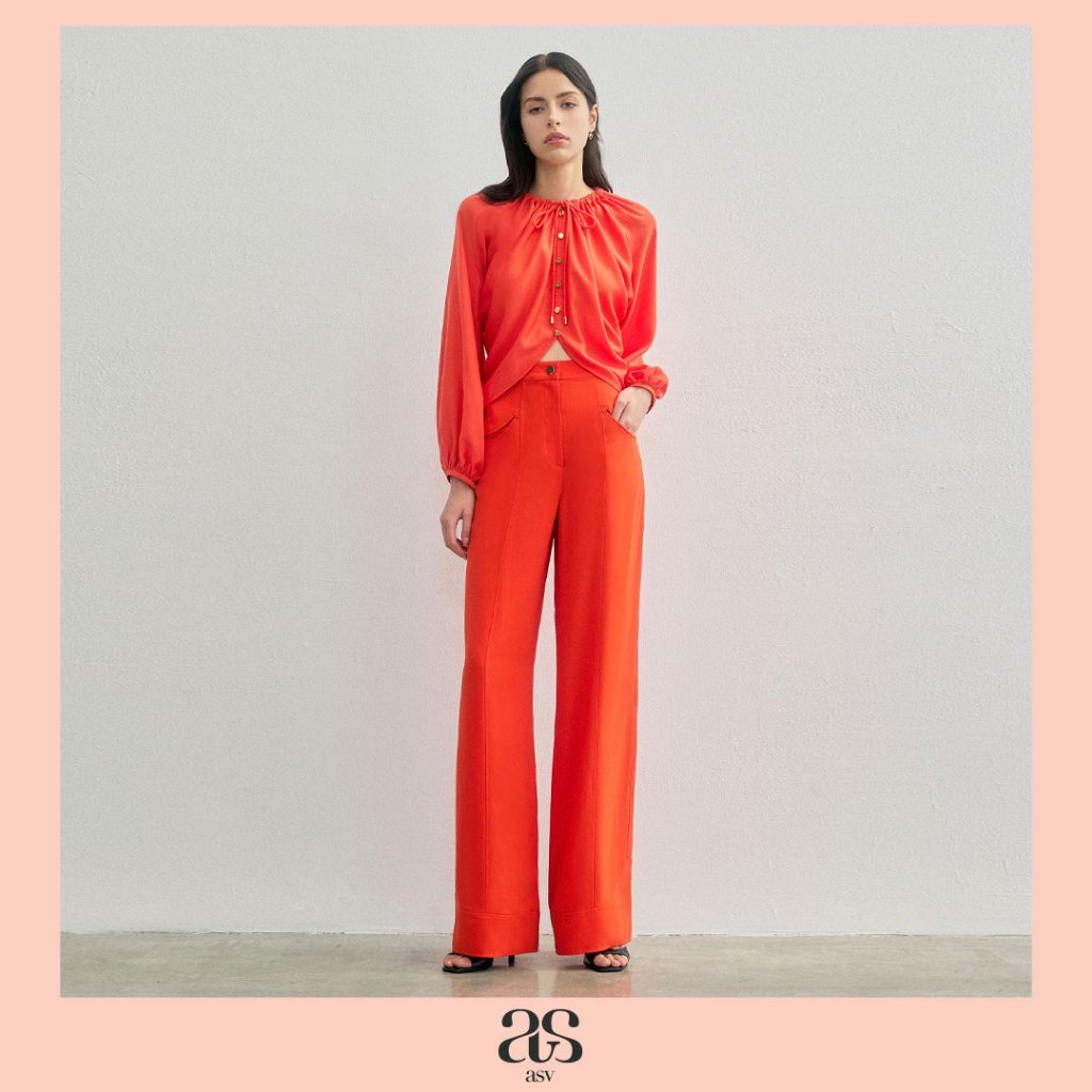 [asv rs26] River Straight Pants กางเกงผู้หญิง ทรงตรง ขายาว ดีเทล Western Yoke กระเป๋าข้าง กระดุมหน้า