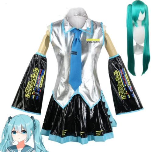 Anime Vocaloid Miku Cosplay Costumeวิกชุดผู้เริ่มต้นในอนาคต KawaiiCosplay ชุดฮัลโลวีน