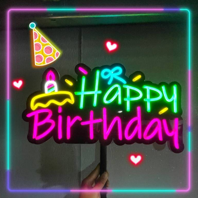 ป้ายไฟวันเกิด ป้ายไฟ HBD ป้ายไฟนีออนถือเชียร์