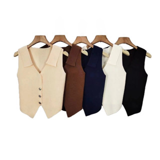 OFF SHOP 🥻 2026 new【เสื้อครอปไหมพรมคอวี】มินิมอล ยืดกำลังดีเร…