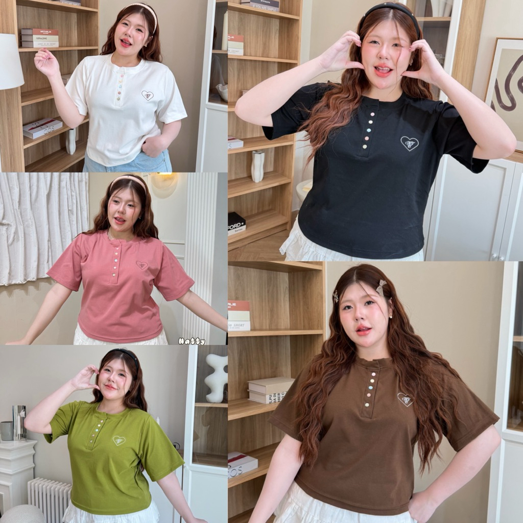 เสื้อยืดคอกลม เสื้อยืดสาวอวบ อก38-54นิ้ว Plussize