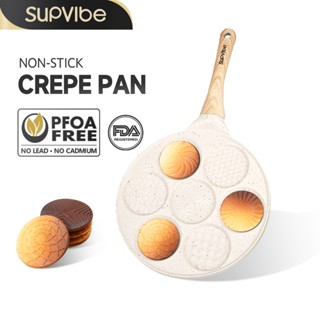 SUPVIBE กระทะไม่ติดกระทะแพนเค้ก 7 หลุมไม่ติดกระทะ หม้อเคลือบ…
