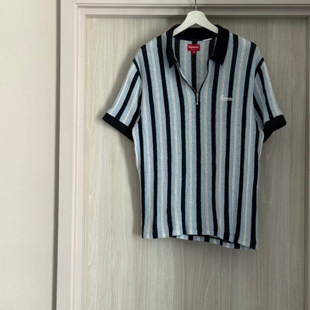 Supr Open Knit Stripe Zip Polo Size :42/28
