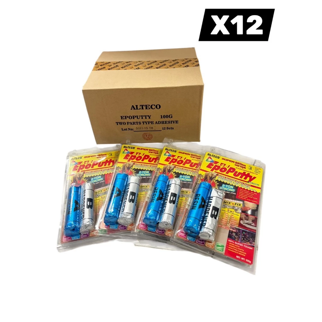(ยกโหล) กาวมหาอุด EPOXY PUTTY 100g กาวดินน้ำมัน ซิลิโคนอีพ๊อกซี่ มหาอุต EpoPutty Alteco ครอบจักรวาล ติดสารพัด