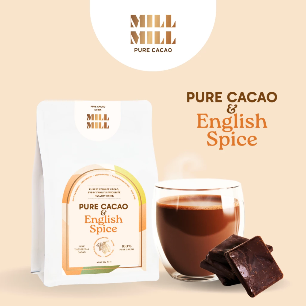 English Spice Mill Mill Pure Cacoa คาเคา ผมสเครื่องเทศ 5 ชนิด คาเคา บริสุทธิ์ 100% cocoa คาเคา แมส โกโก้ แมส cacao mass