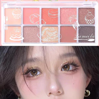 YOTAI ❤️LAMEILA❤️ อายแชโดว์ พาเลทอายแชโดว์ 10 สี เนื้อใยไหม เนื้อแมท ประกายชิมเมอร์ กลิตเตอร์ สีสวย กันน้ํา ติดทนนาน