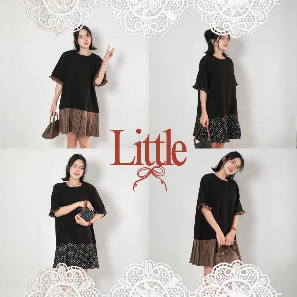 LITTLE DRESS ♡︎ เดรสใส่สบายทรง oversized ปลายจับจีบ แขนระบาย