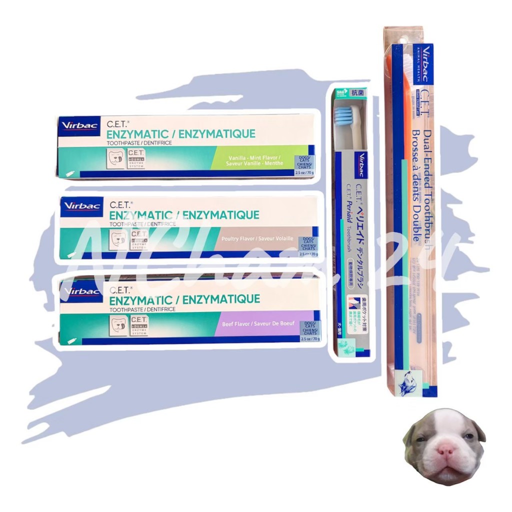 Virbac C.E.T Toothpaste แปรงสีฟัน ยาสีฟัน สำหรับสุนัขและแมว 70 กรัม