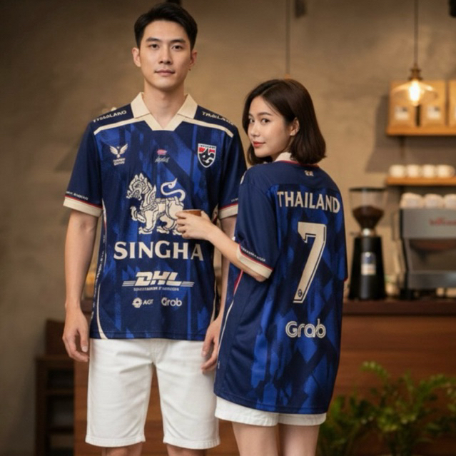 เสื้อกีฬาแขนสั้น คอโปโลลายไทยแลนด์สุดพรีเมียม รอบอก44-46
