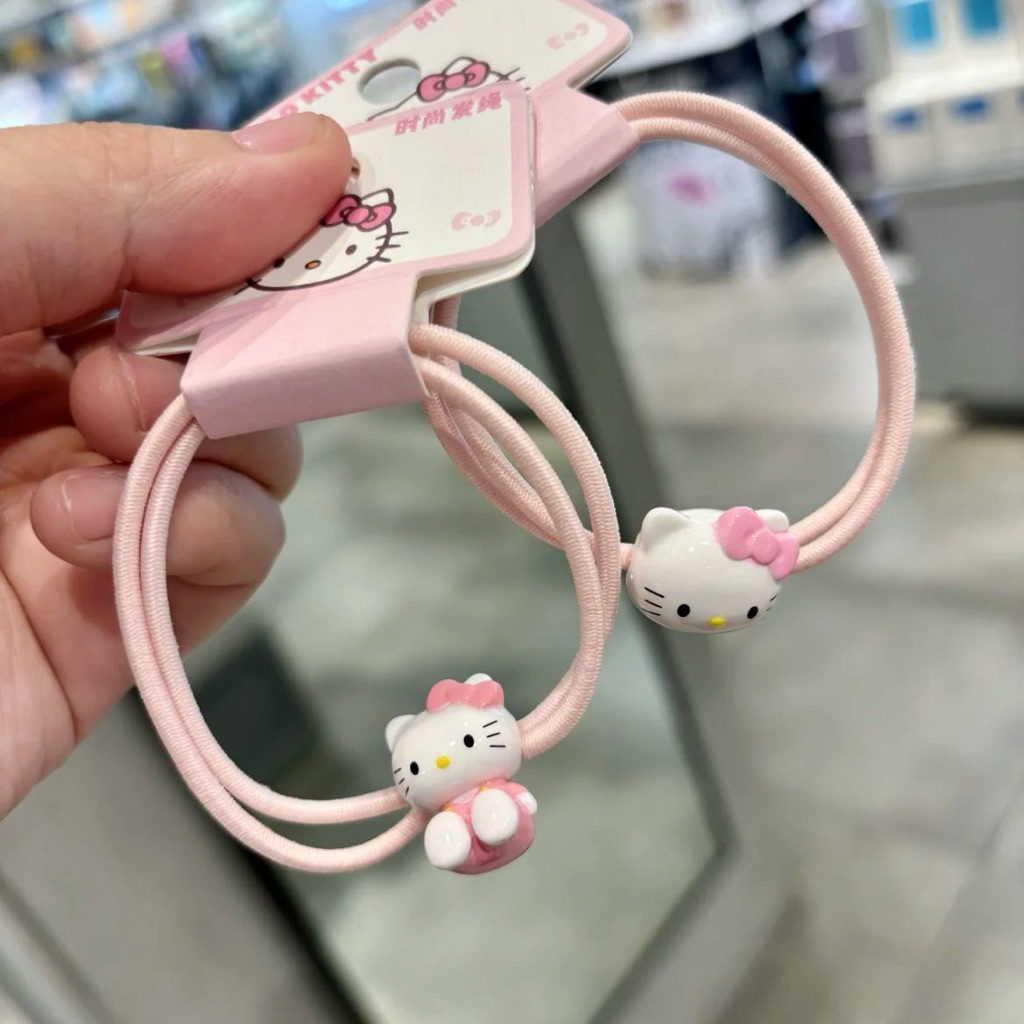 ยางรัดผม Hello Kitty สีชมพูพาสเทล แพ็ก 1 ชิ้น  จี้คิตตี้น่ารัก ยางรัดผมแฟชั่น