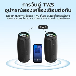 SODLK T29 ลำโพงบลูทูธ กันน้ำ IPX7 60W เบสหนั ลำโพงไร้สายแบบพกพา RGB LED รองรับ TWS TF AUX