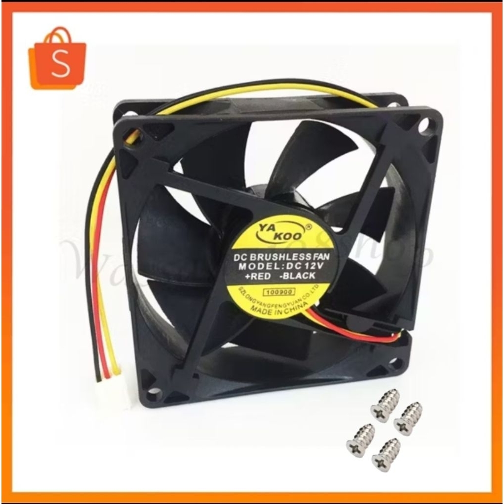 พัดลมคอมพิวเตอร์ Cooling Fan 8cm 3 Pin พัดลมระบายอากาศ 12V 8 เซ็นติเมตร