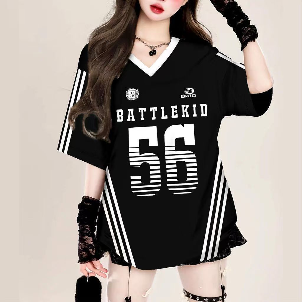 เสื้อบาสเกตบอลผู้หญิง oversize เสื้อผ้าสาวอวบไซส์ใหญ่ ทรงหลวมสไตล์เกาหลี เสื้อยืดกีฬาแฟชั่นมาใหม่ สกรีนเเบบวินเเทจฮิปฮอป