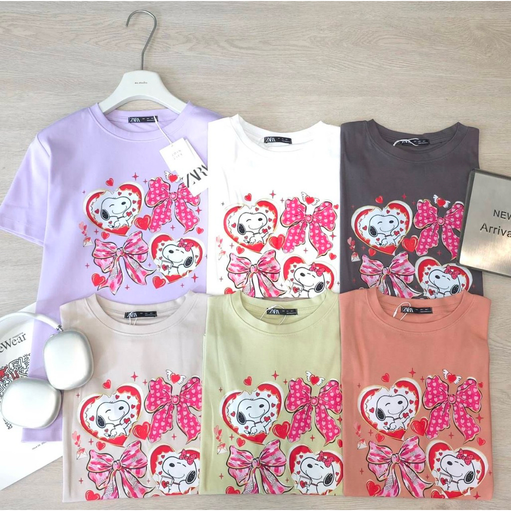 พร้อมส่ง 🎉 เสื้อยืดป้ายzara เสื้อยืดผู้หญิง อกหน้าผ้า42 ยาว25 ผ้ายืด ผ้ามูจิ CottonPremium คอกลม แขนสั้น - รูปที่ 2