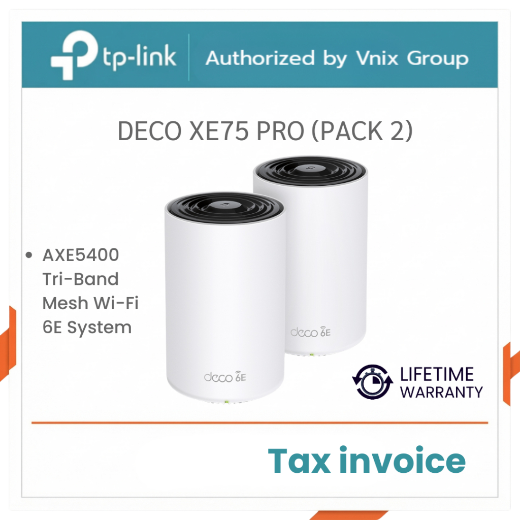 Tp link DECO XE75 PRO (PACK 2) AXE5400 Tri-Band Mesh Wi-Fi 6E System By Vnix Group