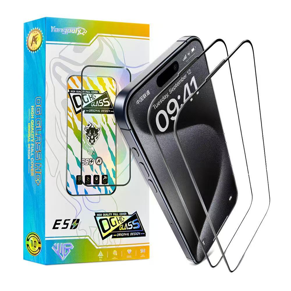 ฟิล์มกระจกเต็มจอขอบโค้งสีดำป้องกันไฟฟ้าสถิตย์สำหรับiPhone XR 11 12 13pro 14 15plus 16 17Ari 17ProMax - รูปที่ 2