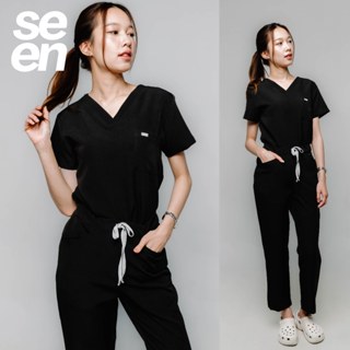 ชุดสครับการแพทย์ สี Black เชือกสีเทา รุ่น Standard (รวมเสื้อ…