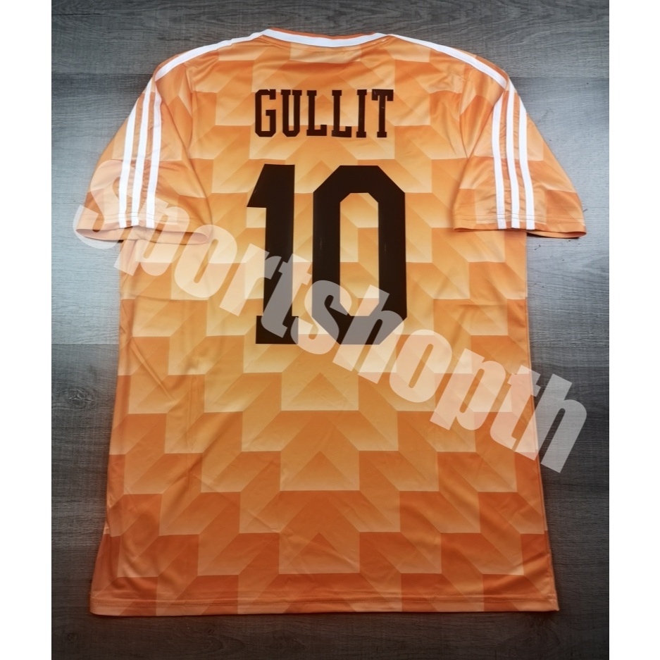 RETRO เสื้อฟุตบอลทีมชาติ ฮอล์แลนด์ เหย้า Home ปี 1988 เบอร์ชื่อ 10 GULLIT 12 VANBASTEN 17 RIJKAARD