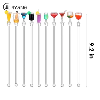 แท่งกวนเครื่องดื่มค็อกเทล ขนาด23ซม. 10ชิ้น ตกแต่งมินิสีสันสดใส สีสุ่ม สำหรับบาร์และครัวเรือน