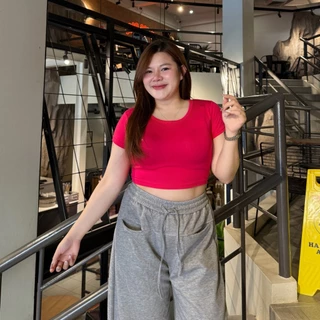 เสื้อครอป ผ้าเรย่อน สาวอวบใส่ได้ มีไซส์ M XL พร้อมส่ง ผ้ายืดเยอะมากใส่สบายสุด เสื้อออกกำลังกาย แมตช์ง่าย รุ่น ครอปเรียบ