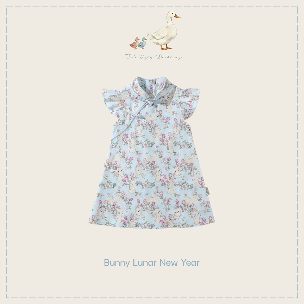 (พร้อมส่ง/ส่งด่วน ) Bunny Lunar Dress ชุดกี่เพ้าเด็กผู้หญิง-เสื้อผ้าเด็ก Minimal สไตล์เกาหลี จาก the.ugly.duckling