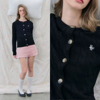 Bemingtop1100(S-M)-BMG Gentle Knit Cardigan - คาดิแกนไหมพรมลายเปียใหญ่ ดีไซน์กระดุมหน้า