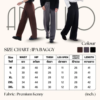 APOLLO กางเกงแบ็คกี้ ขากระบอกใหญ่ ทรงสวย ไม่ต้องรีด 3 สี [ รุ่น IPA BAGGY ]