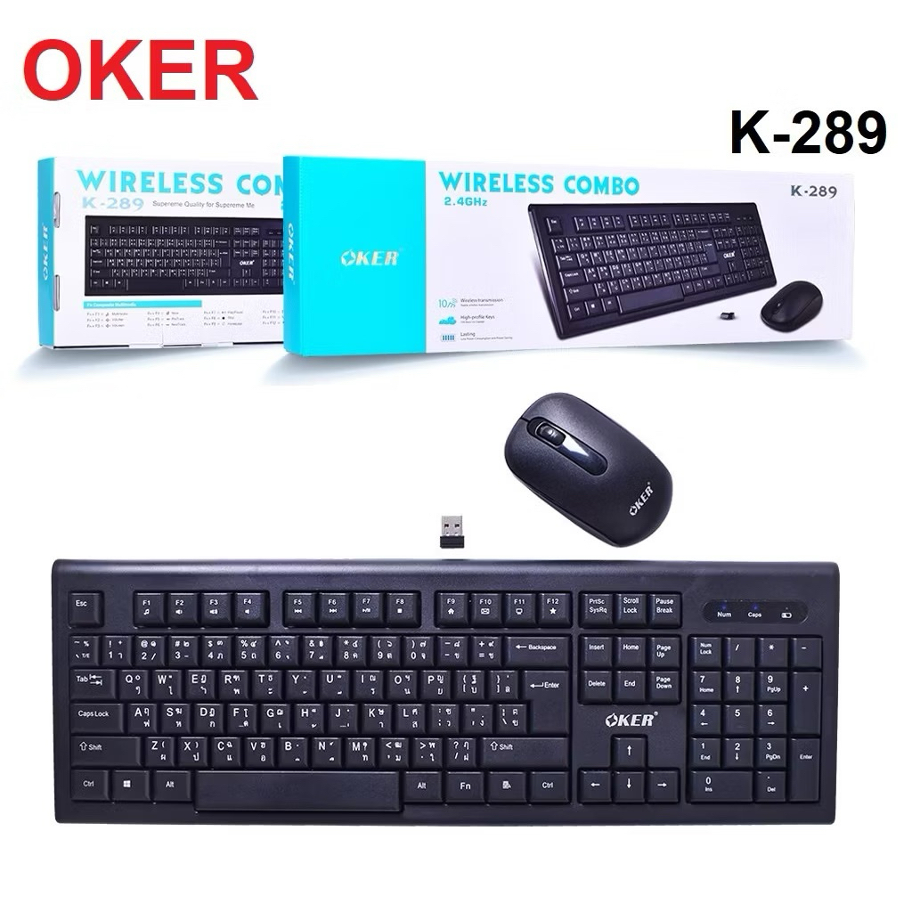 Oker Keyboard 2.4G K289 (Black) Black Wireless Wireless Wireless Keyboard + Mouse