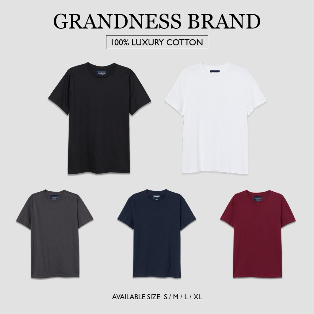 Grandness เสื้อคอกลม Luxury Cotton  รุ่น LX115-9 ( สีดำ/สีขาว/สีกรม/สีเทา/สีเลือดหมู )