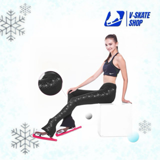 V-Skate กางเกงไอซ์สเก็ตสีดำ กางเกงฟิกเกอร์สเก็ตน้ำแข็ง เพชรข…