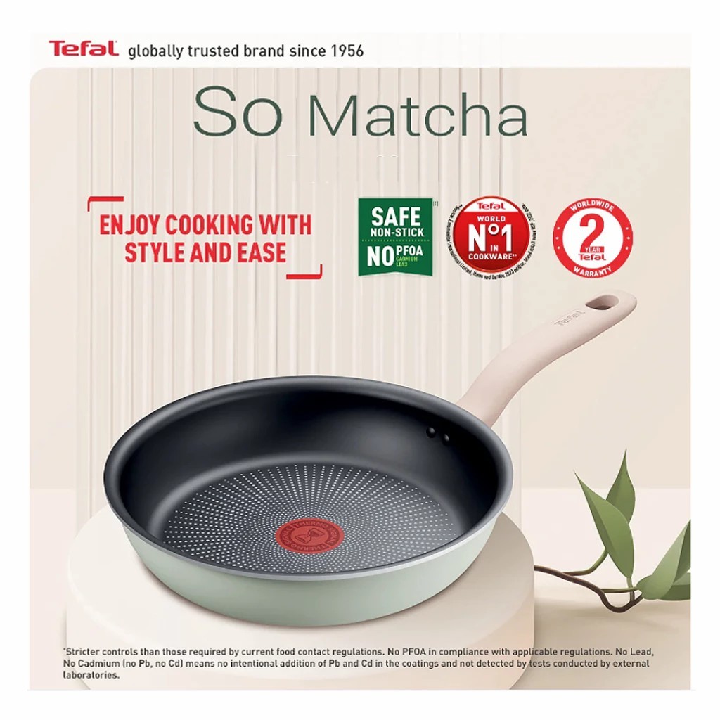 Tefal กระทะก้นแบน So Matcha 20 ซม. รุ่น CW-G1790295 | เคลือบไทเทเนียม 2 เท่า | Induction ใช้ได้ทุกเตา
