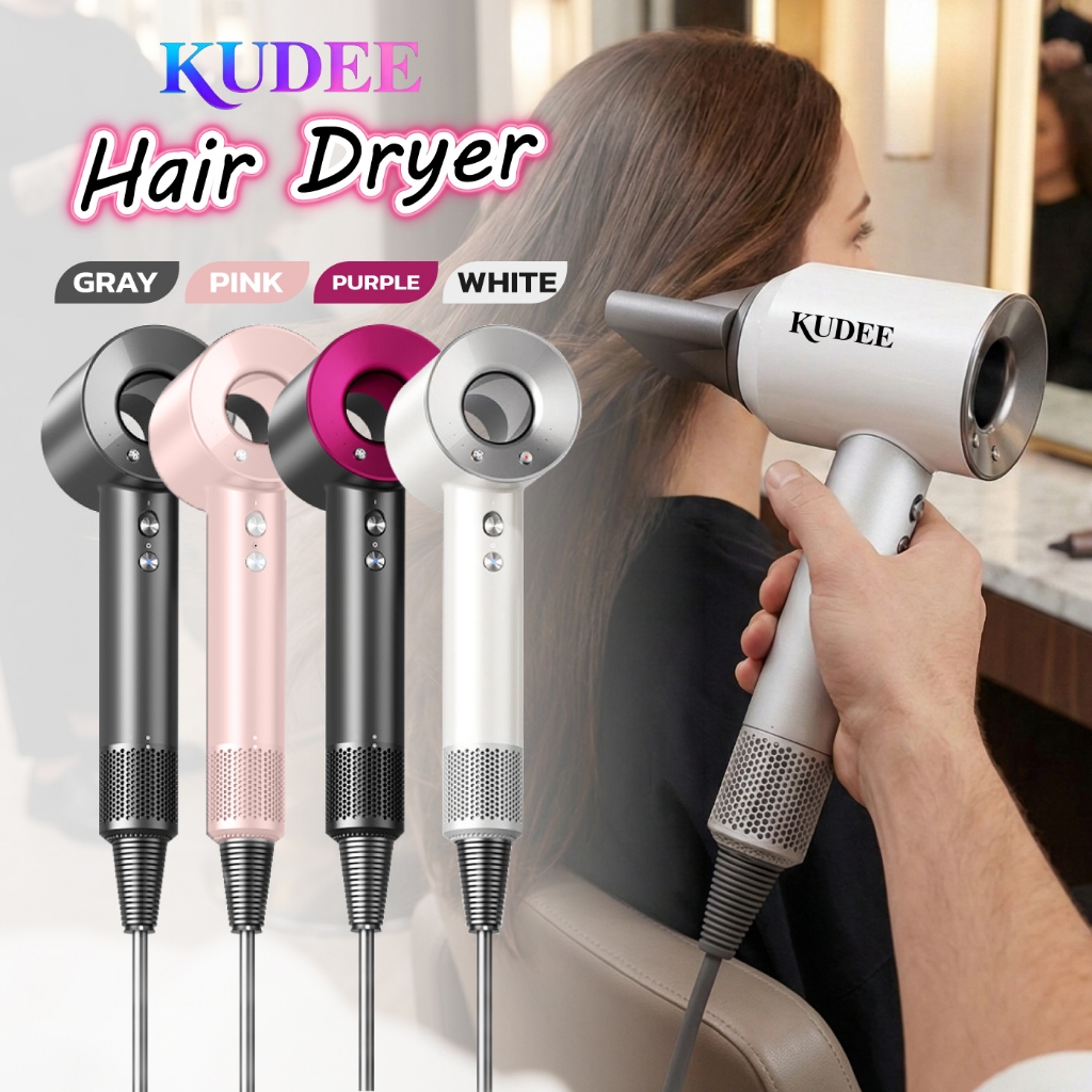 KUDEE ไดร์เป่าผมดีไซน์หรู ไร้ใบพัด รุ่น HD-1109 น้ำหนักเบา เสียงเงียบ ถนอมเส้นผม ไดร์เป่าผมพกพา