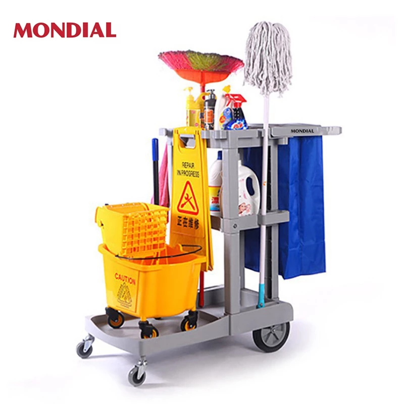 Mondial รถเข็น รถเข็นทำความสะอาด รถบรรทุกขยะถูกใช้ในธุรกิจโรงแรมห้องพัก