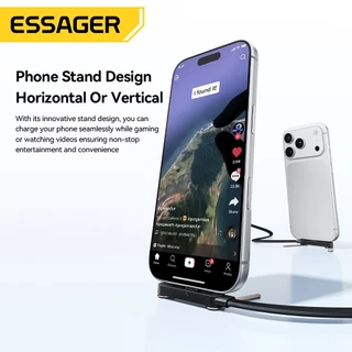 Essager Type-C ถึง Type-C 100W สายชาร์จข้อมูลเร็ว พร้อมฟังก์ชันขาตั้ง for ip