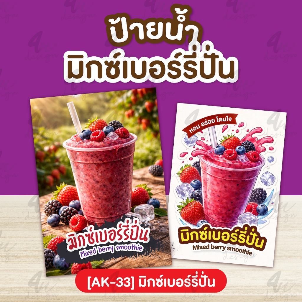ป้ายเคลือบ มิกซ์เบอร์รีปั่น [AK-33]