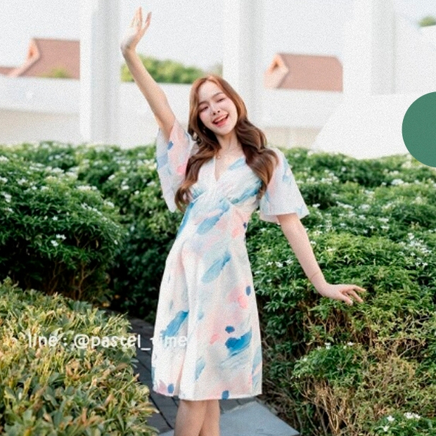 เดรส PASTEL TIME ลายหินอ่อน SIZE L