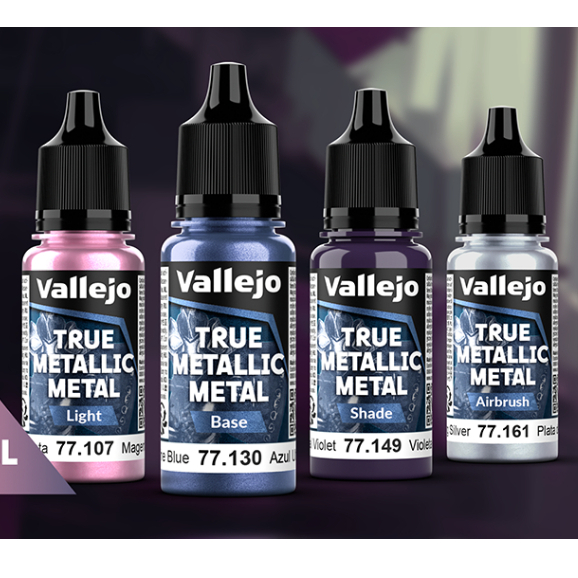 Vallejo - True Metallic Metal [Airbrush] สีอะคริลิคสูตรน้ำ สีเมทัลลิค วาเลโฮ โมเดล งานศิลปะ miniature wargame
